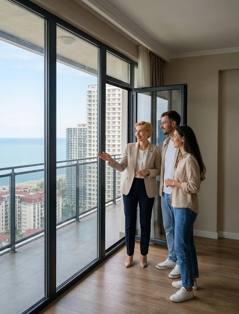 Charlotte prüft eine Bestandswohnung in Batumi mit Meerblick